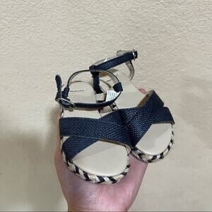 Janie and Jack navy blue tan espadrille sandals NEW